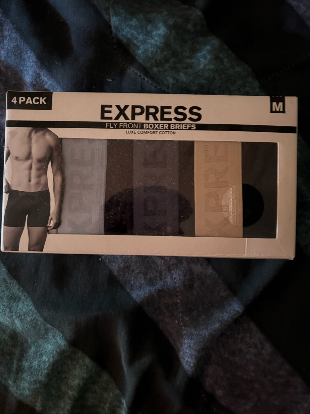 Express Men’s 4-Pack Fly Front Boxer Briefs - Black, Gray, Navy, Tan